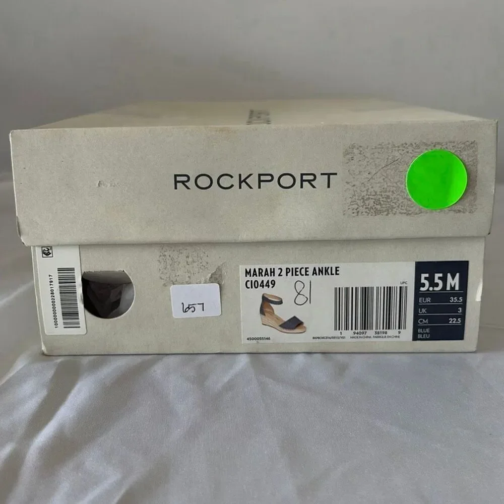 Rockport Marah Espadrille Wedge Sandals Denim Blue - Womens Size 5.5 NWB